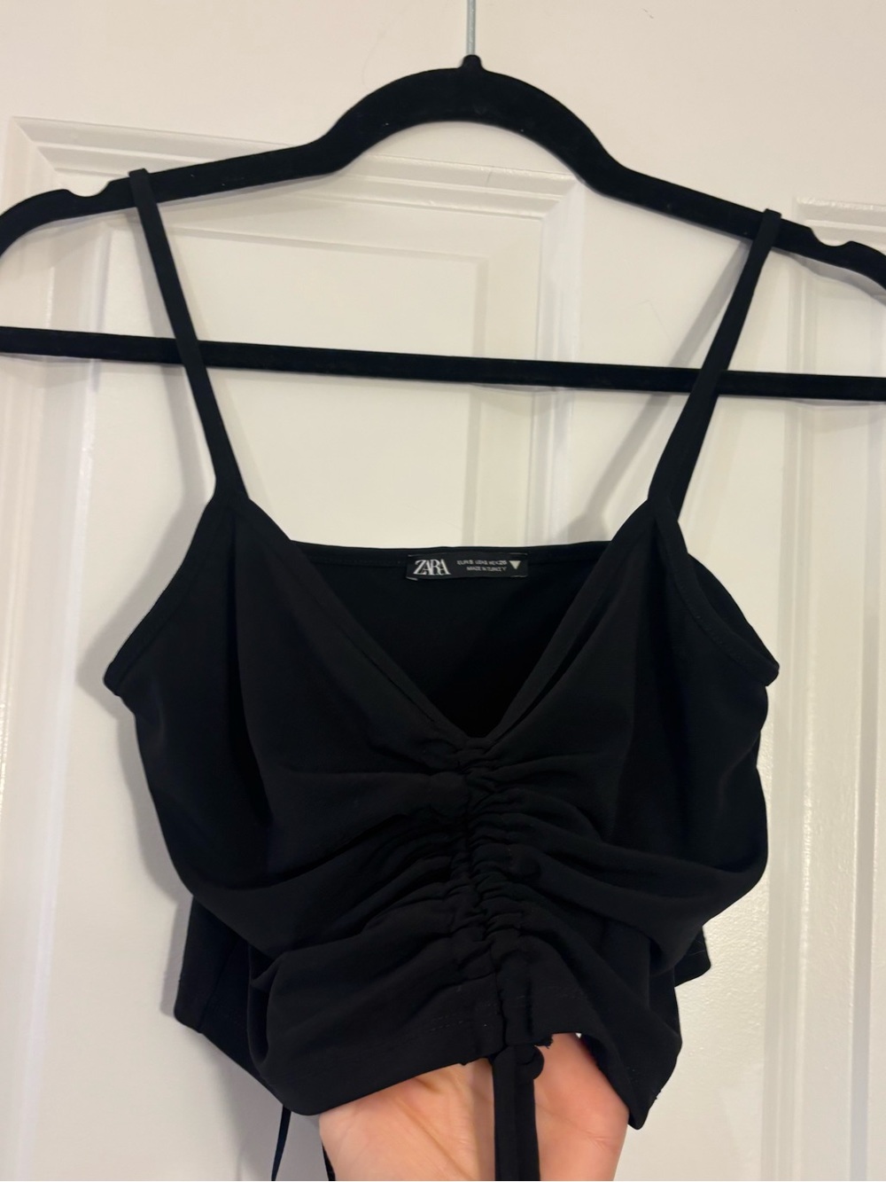 Zara black silky crop top